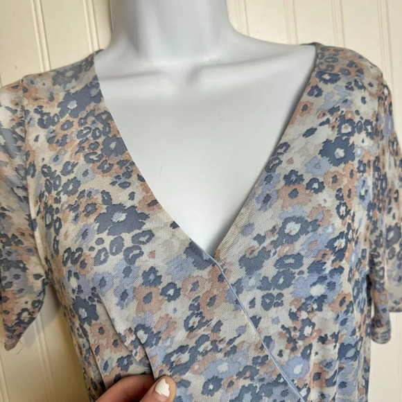 Allison Brittney floral wrap maxi dress belted short sleeve lined size small J30 - Picture 4 of 7